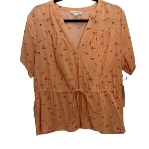 NWT - Treasure & Bond‎ - Peach Rust Floral Viscose Popover